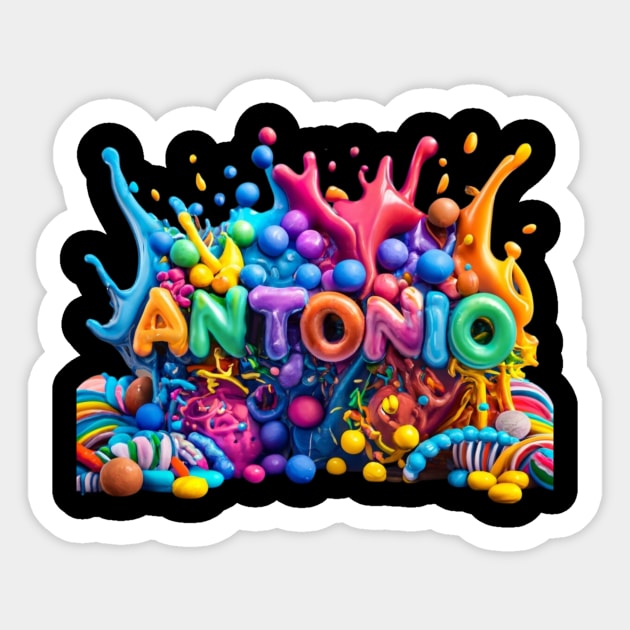 Personalized Name Antonio with Paint Splotches Sticker by Jo Palmer